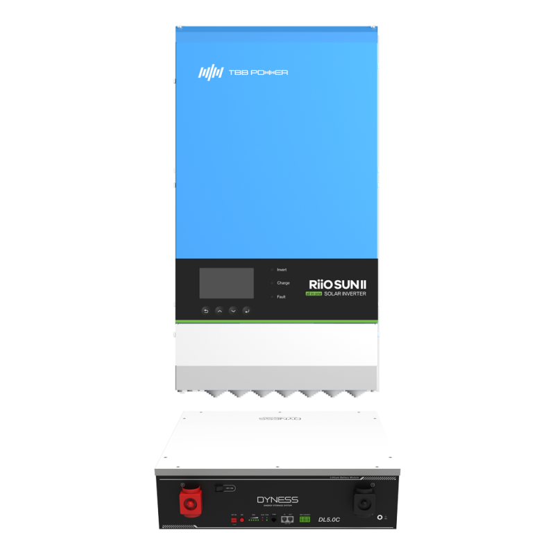 TBB-RIOSUN2-5KVA-1x-DY-DLC-5120 - Pack Inverterr + Batteria - Potenza 5000W - 2 Ingressi MPPT - Inverter, caricabatterie e regol