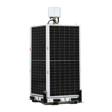 TRAILER-14KWH-460-6M - Torre fissa TVCC ad altissima capacità - Capacità 14Kw/h | x4 pannelli da 460W - Protezione anticorrosion
