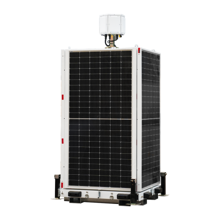 TRAILER-14KWH-460-6M - Torre fissa TVCC ad altissima capacità - Capacità 14Kw/h | x4 pannelli da 460W - Protezione anticorrosion