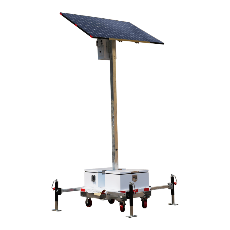 TRAILER-3KWH-440W-3M - Torre TVCC fissa ad alta capacità - Capacità 2.944 Wh | Pannello 440W | Litio - Protezione per esterni e TRAILER-3KWH-440W-3M - Torre TVCC fissa ad alta capacità - Capacità 2.944 Wh | Pannello 440W | Litio - Protezione per esterni e