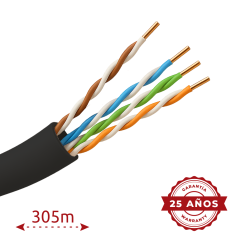 UTP5E-305-BC-OUTDOOR - Cavo UTP - Categoria 5E - Bobina da 305 metri - Conduttore OFC, purezza 99.9% rame - Diametro 5.5 mm - Gu