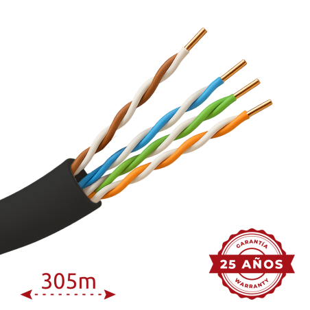 UTP5E-305-BC-OUTDOOR - Cavo UTP - Categoria 5E - Bobina da 305 metri - Conduttore OFC, purezza 99.9% rame - Diametro 5.5 mm - Gu