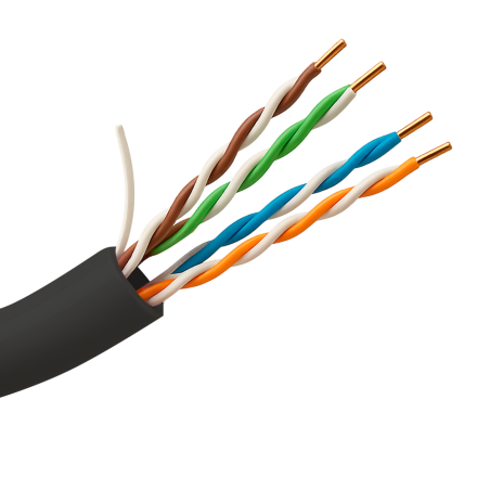 UTP5E-305-OUTDOOR - Cavo UTP Categoria 5E - Conduttore CCA 24AWG - Bobina da 305 metri - Copertura di colore nero - Diametro 5.5