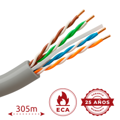 UTP6-305-BC-PVC-Eca - Cavo UTP Safire PVC - Categoria 6 - Soddisfa il test Fluke 90m - Conduttore OFC, purezza 99.9% rame - Bobi