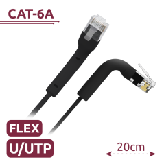 UTP6A-FLEX-02BK - Cavo UTP flessibile - Ethernet - Connettori RJ45 - Categoria 6A - 0,2 m - Colore nero