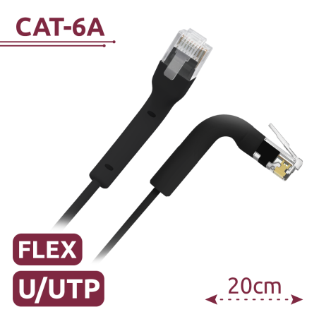 UTP6A-FLEX-02BK - Cavo UTP flessibile - Ethernet - Connettori RJ45 - Categoria 6A - 0,2 m - Colore nero