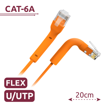 UTP6A-FLEX-02O - Cavo UTP flessibile - Ethernet - Connettori RJ45 - Categoria 6A - 0,2 m - Colore arancione