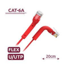 UTP6A-FLEX-02R - Cavo UTP flessibile - Ethernet - Connettori RJ45 - Categoria 6A - 0,2 m - Colore rosso