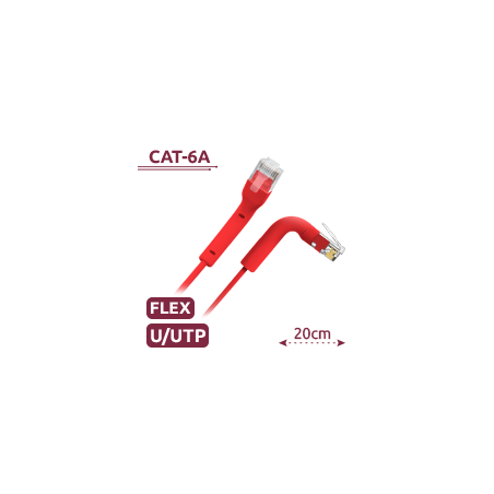 UTP6A-FLEX-02R - Cavo UTP flessibile - Ethernet - Connettori RJ45 - Categoria 6A - 0,2 m - Colore rosso