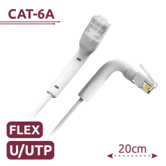 UTP6A-FLEX-02W - Cavo UTP flessibile - Ethernet - Connettori RJ45 - Categoria 6A - 0,2 m - Colore bianco