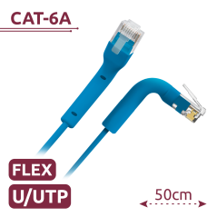 UTP6A-FLEX-05B - Cavo UTP flessibile - Ethernet - Connettori RJ45 - Categoria 6A - 0,5 m - Colore azzurro