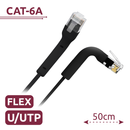 UTP6A-FLEX-05BK - Cavo UTP flessibile - Ethernet - Connettori RJ45 - Categoria 6A - 0,5 m - Colore nero