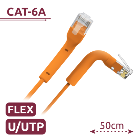 UTP6A-FLEX-05O - Cavo UTP flessibile - Ethernet - Connettori RJ45 - Categoria 6A - 0,5 m - Colore arancione