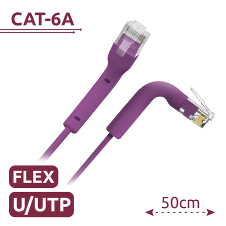 UTP6A-FLEX-05P - Cavo UTP flessibile - Ethernet - Connettori RJ45 - Categoria 6A - 0,5 m - Colore viola