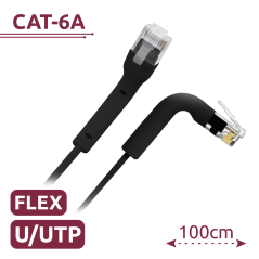 UTP6A-FLEX-1BK - Cavo UTP flessibile - Ethernet - Connettori RJ45 - Categoria 6A - 1 m - Colore nero