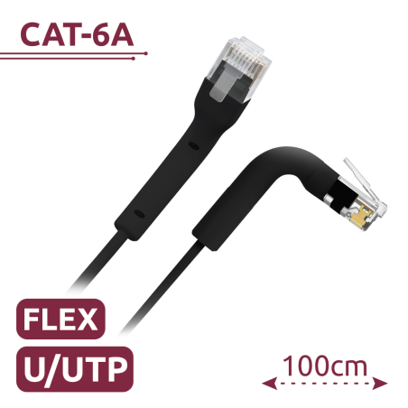 UTP6A-FLEX-1BK - Cavo UTP flessibile - Ethernet - Connettori RJ45 - Categoria 6A - 1 m - Colore nero