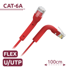 UTP6A-FLEX-1R - Cavo UTP flessibile - Ethernet - Connettori RJ45 - Categoria 6A - 1 m - Colore rosso