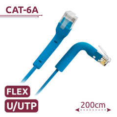 UTP6A-FLEX-2B - Cavo UTP flessibile - Ethernet - Connettori RJ45 - Categoria 6A - 2 m - Colore azzurro