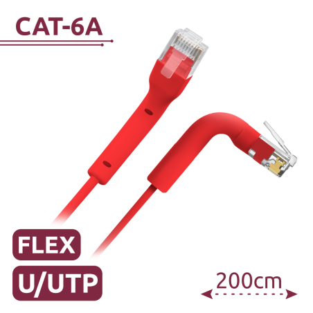 UTP6A-FLEX-2R - Cavo UTP flessibile - Ethernet - Connettori RJ45 - Categoria 6A - 2 m - Colore rosso