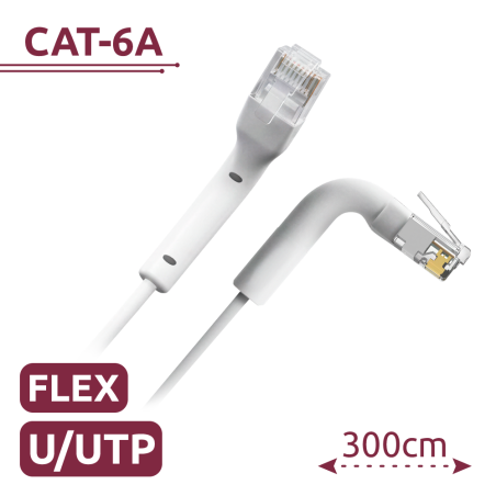 UTP6A-FLEX-2W - Cavo UTP flessibile - Ethernet - Connettori RJ45 - Categoria 6A - 2 m - Colore bianco