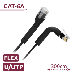 UTP6A-FLEX-3BK - Cavo UTP flessibile - Ethernet - Connettori RJ45 - Categoria 6A - 3 m - Colore nero