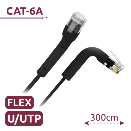 UTP6A-FLEX-3BK - Cavo UTP flessibile - Ethernet - Connettori RJ45 - Categoria 6A - 3 m - Colore nero