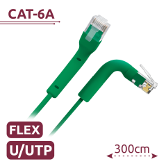 UTP6A-FLEX-3G - Cavo UTP flessibile - Ethernet - Connettori RJ45 - Categoria 6A - 3 m - Colore verde