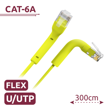 UTP6A-FLEX-3Y - Cavo UTP flessibile - Ethernet - Connettori RJ45 - Categoria 6A - 3 m - Colore Giallo
