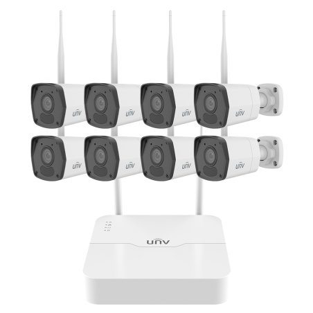 UV-KIT/NVR301-08S4-LW/8*IPC2122LB-AF28WK-WF - Kit di Videosorveglianza Uniview - Connessione Ethernet e WiFi - NVR 8 canali IP -