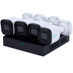 UV-KIT118-B42POE - Kit di videosorveglianza Uniarch - NVR 8CH PoE - 4 Telecamere bullet IP67 - 2 MP | 2.8 mm | IR 30 m - Spazio 