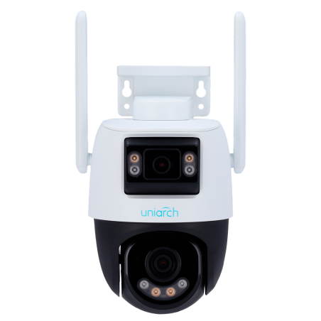 UV-UHO-P2S-M55F34 - Telecamera IP WiFi Uniarch | 5MP - Doppia ottica 2.8 mm panoramica e 4 mm PTZ - IR 30m | Luce bianca 30 m | 