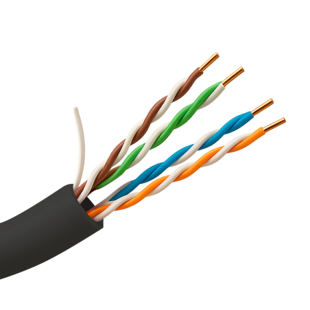 UV-UTP5E-305-OUTDOOR - Cavo UTP Categoria 5E - Conduttore CCA 24AWG - Bobina da 305 metri - Copertura di colore nero - Diametro 