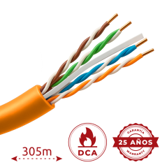 UV-UTP6-305-BC-LSZH-Dca-OR - Cavo rigido UTP rigido senza alogeni - Categoria 6 - Soddisfa il test Fluke 90m - Conduttore OFC, p