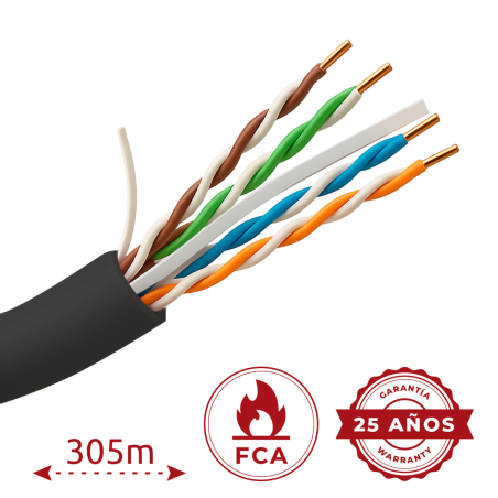 UV-UTP6-305-BC-OUTDOOR - Cavo UTP rigido per esterni - Categoria 6 - Soddisfa il test Fluke 90m - Conduttore OFC, purezza 99.9% 