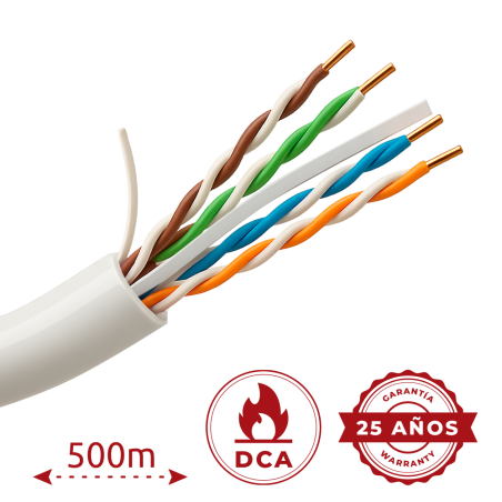 UV-UTP6-500-BC24AWG-DCA-R-W - Uniview cavo UTP categoria 6 - Conduttore OFC,100% rame - Diametro 24 AWG-0,53mm - Certificato Dca