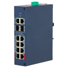 XS-SWI1208HIPOE-MGF-110-DIN - X-Security Hardened L2 Managed Switch - 12 Porte totali (8 PoE / 2 GE / 2 SFP) - Alimentazione PoE