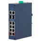 XS-SWI1208HIPOE-MGF-110-DIN - X-Security Hardened L2 Managed Switch - 12 Porte totali (8 PoE / 2 GE / 2 SFP) - Alimentazione PoE