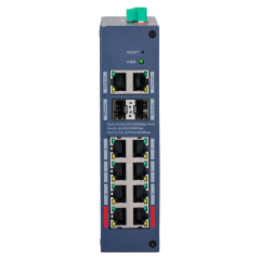 XS-SWI1208HIPOE-MGF-110-DIN - X-Security Hardened L2 Managed Switch - 12 Porte totali (8 PoE / 2 GE / 2 SFP) - Alimentazione PoE
