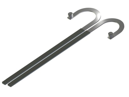 COPPIA BRACCI TELESC.CURVI L800mmBOCCOLA SCANALATA E STAFFE DA SALDARE