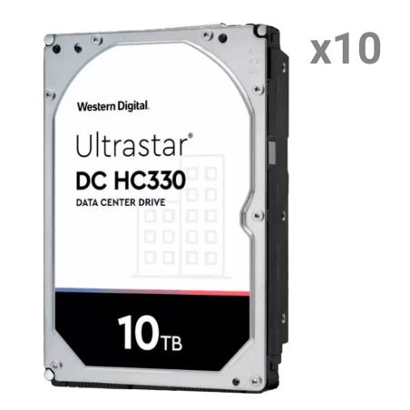 10xHD10TB-ENTERPRISE - Hard Disk Western Digital - 10 pezzi | Capacità da 10 TB ciascuno - Interfaccia SATA 6 GB/s - Modello WUS