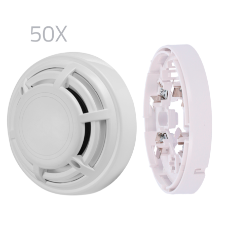 50XKIT-DMT-HEAT - Kit 50 rilevatori termici e basi DMTech - Rivelatore termovelocimetrico convenzionale - Certificato EN54 parte