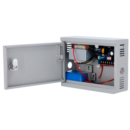 AC-12DC2A-BAT - Alimentatore per il controllo accessi - NO/NC configurabile - Uscita DC 13.5V / 2A - Scatola metallica con serra