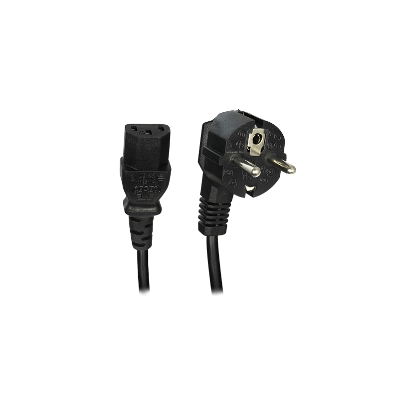 AC-EU-C14F - Cavo di alimentazione - Connettore QT3 - Compatibile con spine di tipo F - 250VAC / 16A MAX - 140cm di lunghezza