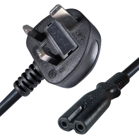 AC-UK-C7 - Cavo di alimentazione - Connettore QT2 - Compatibile con spine inglesi 3 PINES - Fusibile di protezione - 250VAC / 13