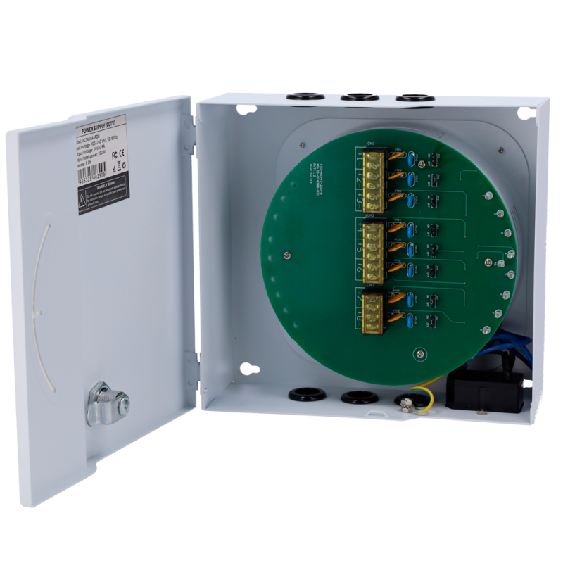 AC24V8A-PD8 - Scatola di distribuzione di alimentazione - Ingresso AC 100-240 V 50/60 Hz - 8 canali - Protezione da fusibile PTC