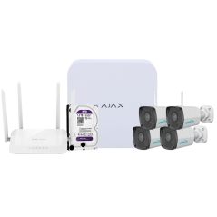 AJ-NVRKIT108B-2W - Kit di videosorveglianza Ajax - Videoregistratore Ajax da 8 canali - 4 telecamere bullet WiFi da 2 Mpx Uniarc