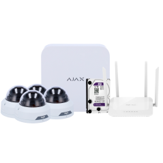 AJ-NVRKIT108T-2W - Kit di videosorveglianza Ajax - Videoregistratore Ajax da 8 canali - 4 telecamere turret WiFi da 2 Mpx Univie