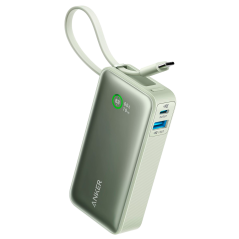 ANK-1259-G - Anker Power Bank con display LCD - Capacità 10000mAh - Ingresso 1x USB-C e cavo USB-C - Uscite USB-A, USB-C e cavo