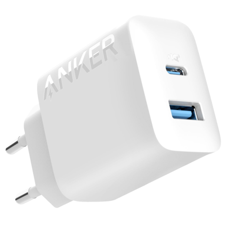 ANK-234-WCHARGER-20W1A1C-W - Anker - Caricabatterie USB - Potenza 20W - Ricarica veloce - Uscita USB-C e USB-A - Colore bianco