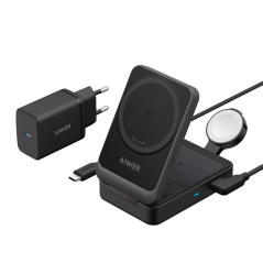 ANK-2557-3-IN-1-B - Caricabatterie wireless Anker 3 in 1 - Tecnologia Magsafe - Ricarica veloce: iPhone, Airpods, Apple Watch - 